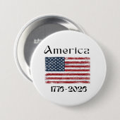 1776年から2026年 アメリカ国旗 アメリカ250周年記念 缶バッジ (正面&裏面)