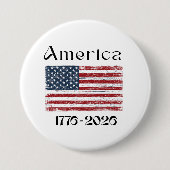 1776年から2026年 アメリカ国旗 アメリカ250周年記念 缶バッジ (正面)