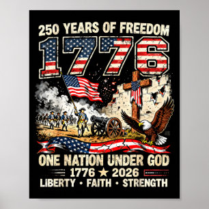 1776年から250年の自由 アメリカ合衆国 神の下のひとつの国家 ポスター