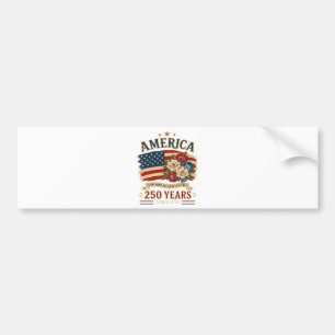 1776年から250年 アメリカ愛国心あふれる花柄フラグ バンパーステッカー