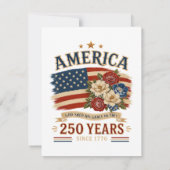 1776年から250年 アメリカ愛国的な花柄の旗 招待状 (裏面)