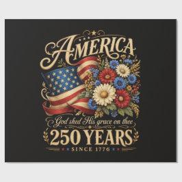 1776年から250年 アメリカ花柄愛国ギフト ラッピングペーパー
