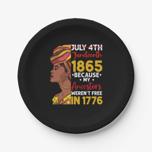 1776年に私の祖先が自由ではなかったために十月号 ペーパープレート (正面)