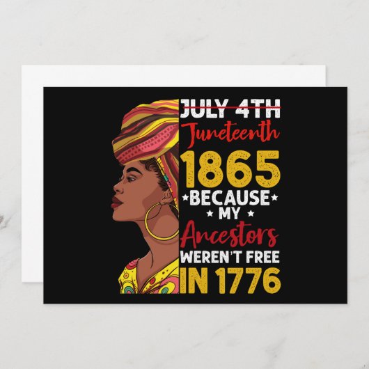 1776年に私の祖先が自由ではなかったために十月号 招待状 (正面/裏面)