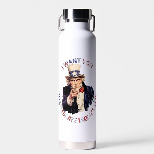 1776年のようにお祝いしよう Uncle Sam ウォーターボトル (正面)