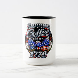 1776年のようにコーヒーを飲む ブルーボネット ツートーンマグカップ