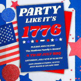 1776年のようにパーティしよう 愛国的なアメリカの祝祭 招待状