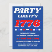 1776年のようにパーティしよう 愛国的なアメリカの祝祭 招待状 (正面)