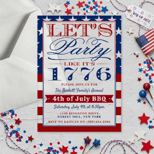 1776年のようにパーティしよう 7月4日のパーティ アクリル招待状