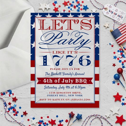 1776年のようにパーティしよう | 7月4日のパーティ アクリル招待状