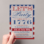 1776年のようにパーティしよう | 7月4日のパーティ アクリル招待状 (インサイチュ (ポータブル))