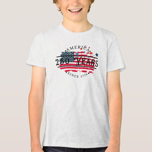 1776年のアメリカとアメリカ国旗/星 トライブレンドTシャツ (正面)
