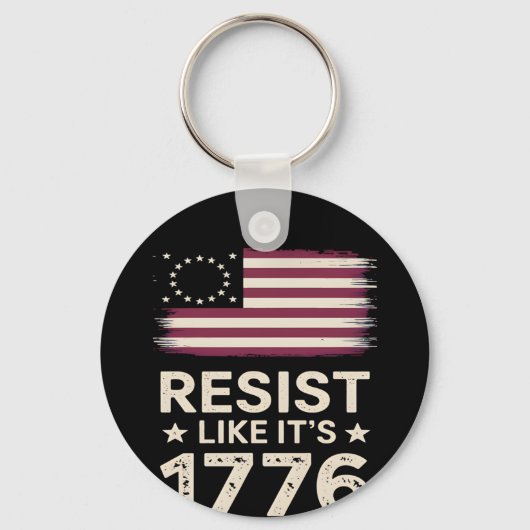 1776年のアメリカ保守国旗のように抵抗 キーホルダー (正面)