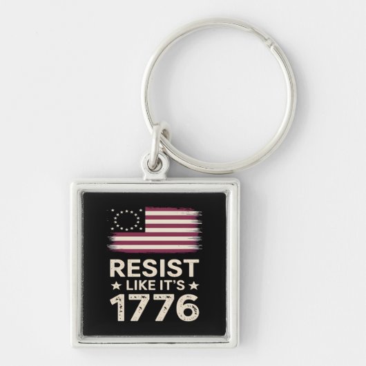 1776年のアメリカ保守国旗のように抵抗 キーホルダー (正面)