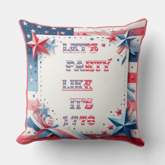 1776年のアメリカ独立記念日のようなパーティーを クッション (正面)