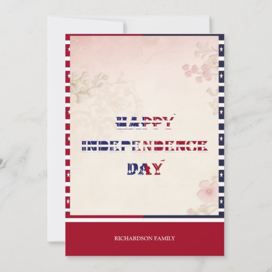 1776年のシャビーなシックな1776年7月4日のようなパーティー 招待状 (裏面)