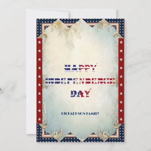 1776年のシャビー・シックな7月4日のようなパーティー 招待状 (裏面)