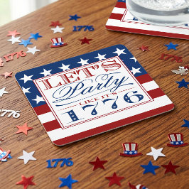1776年のパーティーを見よう | 7月4日パーティー スクエアペーパーコースター