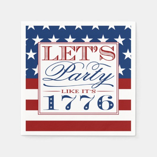 1776年のパーティーを見よう | 7月4日パーティー スタンダードカクテルナプキン (正面)
