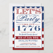 1776年のパーティーを見よう | 7月4日パーティー 招待状 (正面)