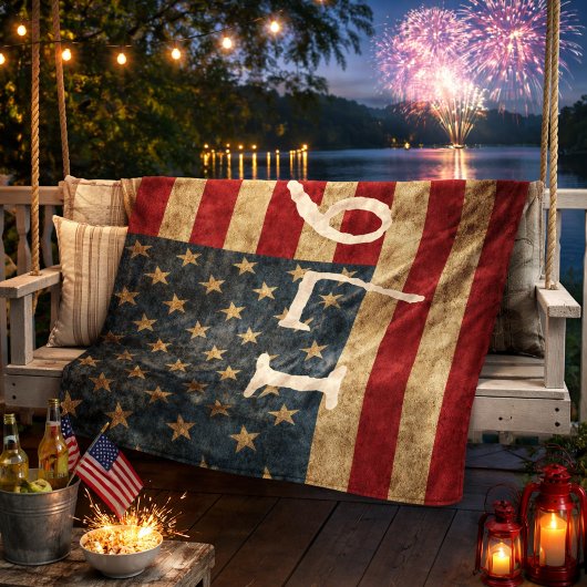 1776年のヴィンテージアメリカ国旗 愛国者仕様 フリースブランケット