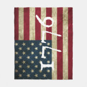 1776年のヴィンテージアメリカ国旗 愛国者仕様 フリースブランケット (正面)