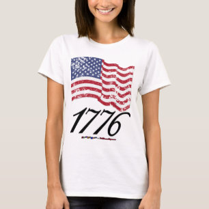 1776年の動揺してな米国旗 Tシャツ