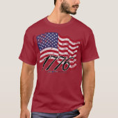 1776年の動揺してな米国旗 Tシャツ (正面)