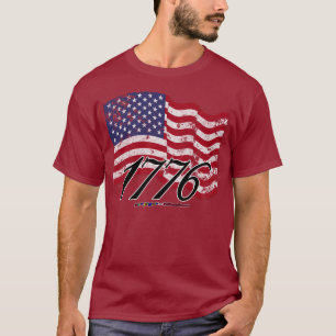 1776年の動揺してな米国旗 Tシャツ