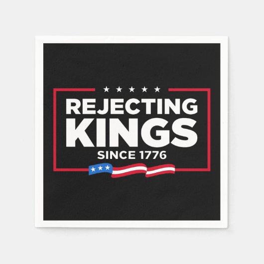 1776年の愛国的なアメリカ国旗からの王の拒絶 スタンダードカクテルナプキン (正面)