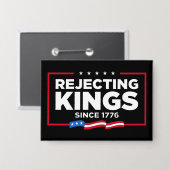 1776年の愛国的なアメリカ国旗からの王の拒絶 缶バッジ (正面/裏面)