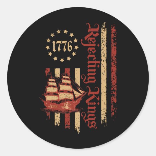 1776年の愛国的なアメリカ国旗の歴史以来、王を拒絶する ラウンドシール (正面)
