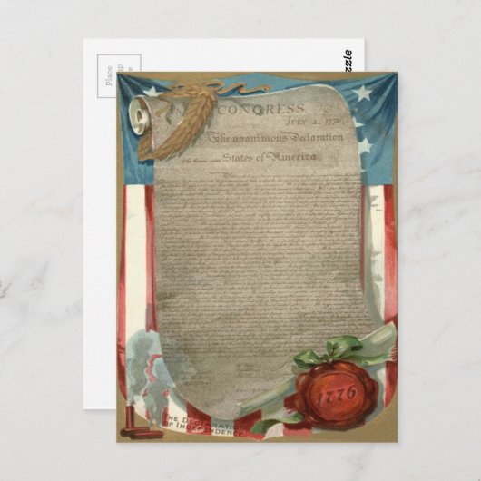 1776年の米国独立宣言 ポストカード (正面/裏面)