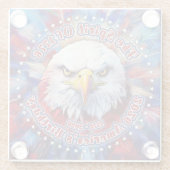1776年の精神 2026 アメリカのレッドイーグルファイヤーワーク ガラスコースター (裏面)