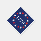 1776年の紅白ネイビーブルー星愛国的おもしろい スタンダードカクテルナプキン (角)