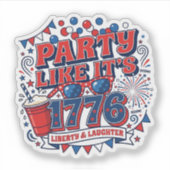 1776年みたいにパーティしよう 4th of Julyのお祝いに  シール (正面)