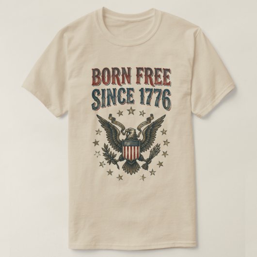 1776年より自由の精神で USA愛国主義者 ヴィンテージイーグル Tシャツ (デザイン正面)