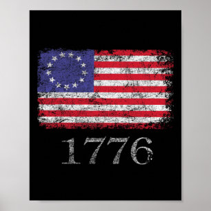 1776年ベッツィーロスアメリカ国旗Tシャツ7月4日 ポスター