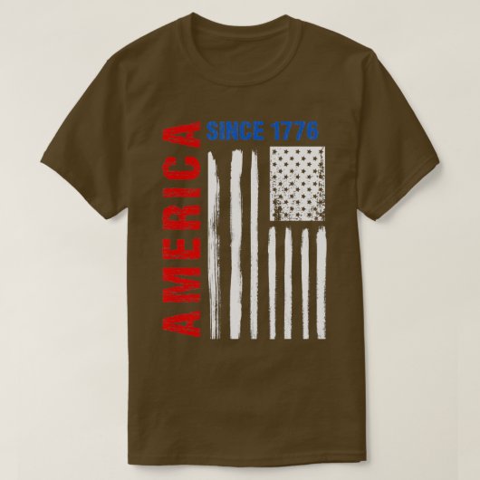 1776年以来のアメリカ国旗の青い赤の白 Tシャツ (デザイン正面)