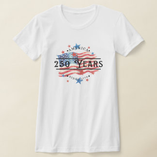 1776年以来のアメリカ 水彩旗と星柄 女性用 Tシャツ