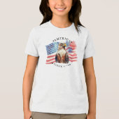 1776年以来のアメリカ 水彩 アメリカ国旗/鷲/花火 トライブレンドTシャツ (正面)