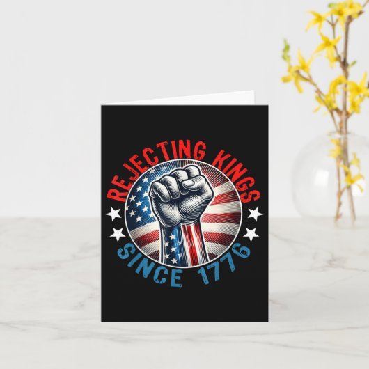 1776年以来の王を拒否するハンドグリップデザイン カード (黄色い花)