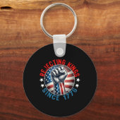 1776年以来の王を拒否するハンドグリップデザイン キーホルダー (正面)