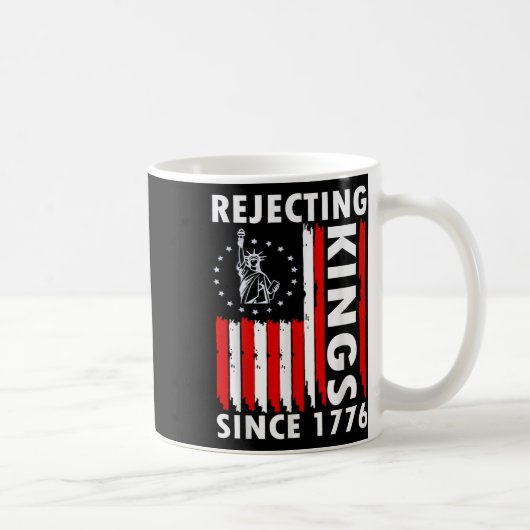 1776年以来の王を拒否するハンドグリップデザイン コーヒーマグカップ (右)