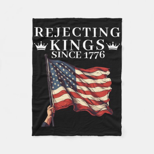 1776年以来の王を拒絶するアメリカヴィンテージ国旗4 フリースブランケット (正面)