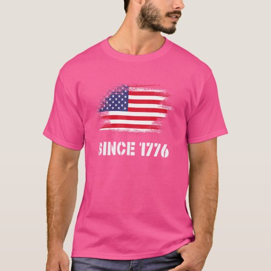 1776年以来の米国旗 7月4日 Tシャツ (正面)