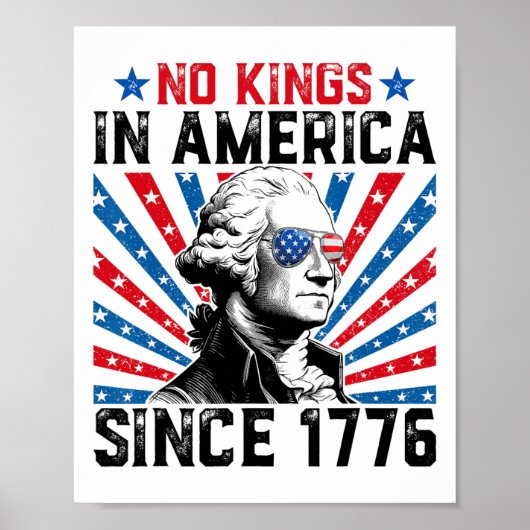 1776年以来アメリカに王様はいない ディストressedアメリカ国旗 ポスター (正面)