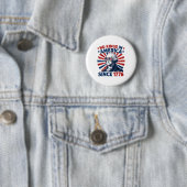 1776年以来アメリカに王様はいない ディストressedアメリカ国旗 缶バッジ (インサイチュ)