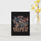 1776年以来アメリカは最強 Flag 4 七月 カード (黄色い花)