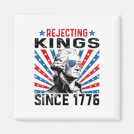 1776年以来王政を拒絶 ディストressedアメリカ国旗ヴィンテージTシャツ マグネット (正面)